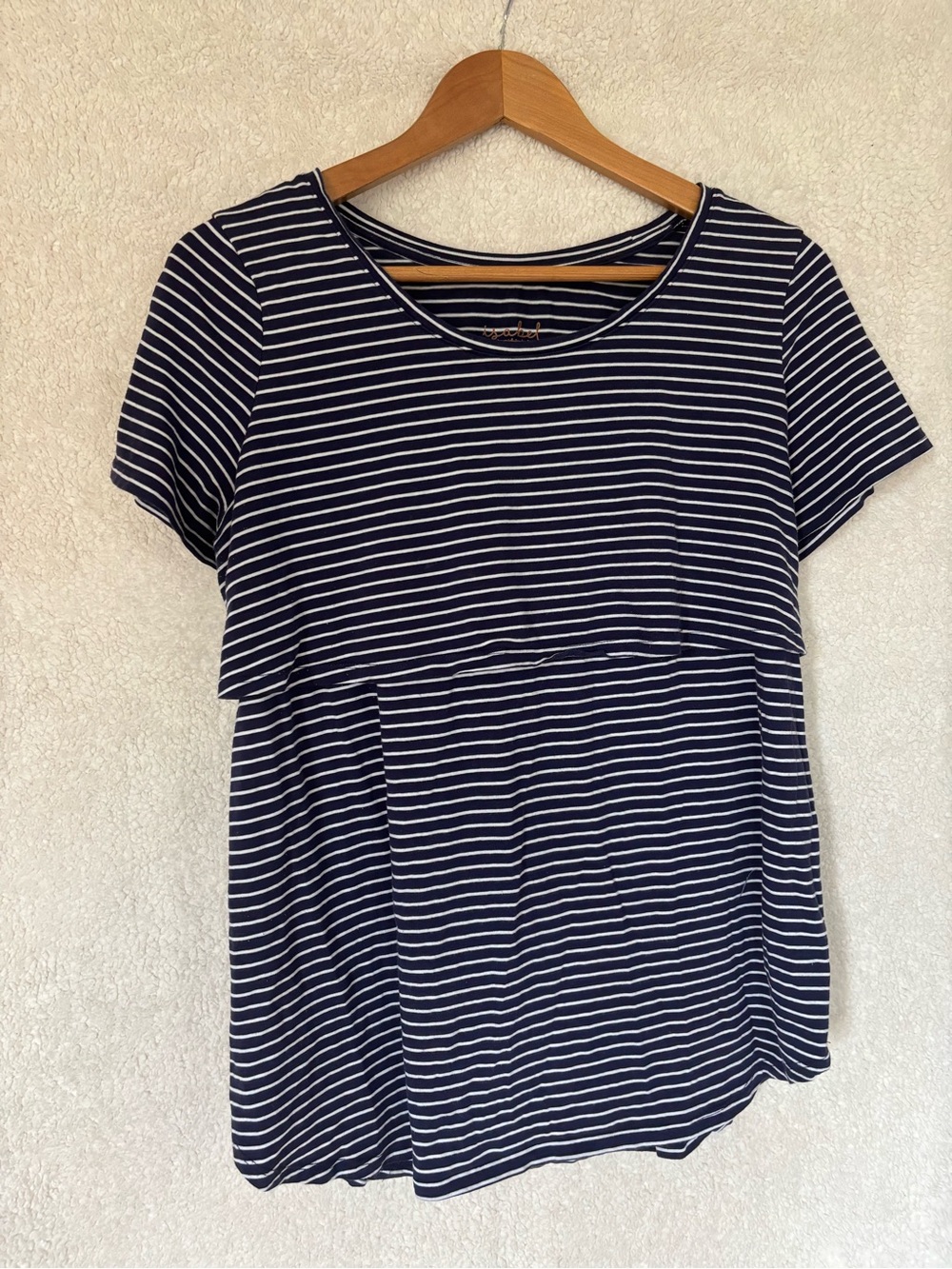 Ingrid & Isabel Navy and White Striped Nursing Tee - M